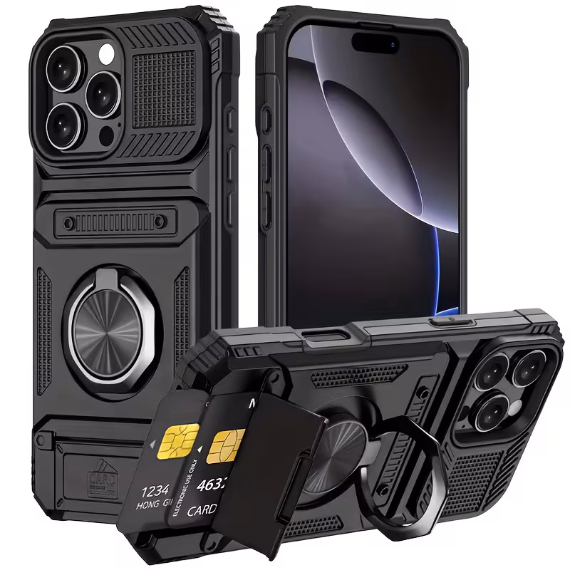 Iphone 13/14 Wallet Hard Case Black