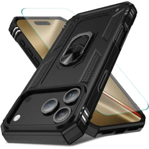 IPhone 17 Pro Max Phone Case Rugged With Stand Black