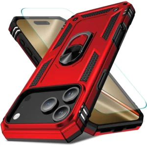 IPhone 17 Pro Max Phone Case Rugged With Stand Red