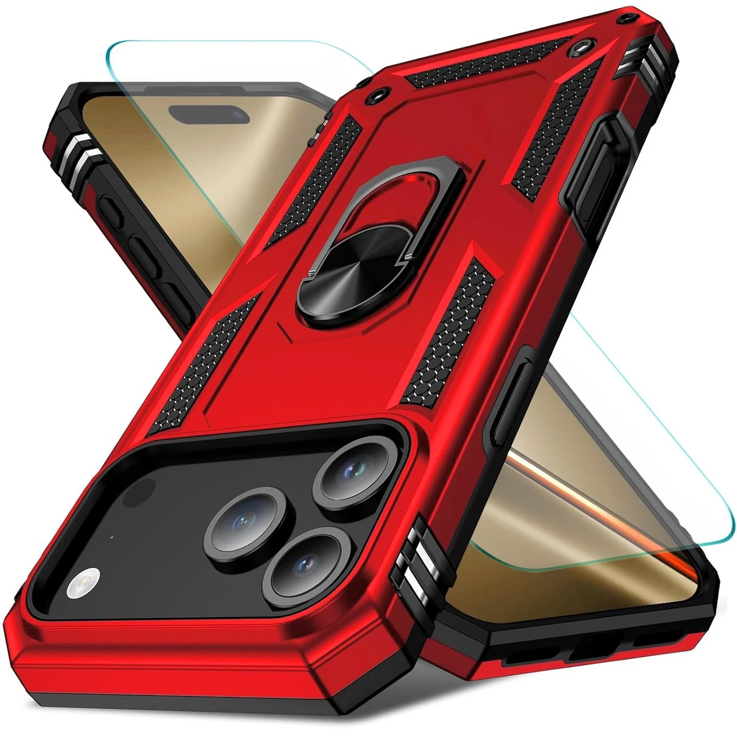 IPhone 17 Pro Max Phone Case Rugged With Stand Red
